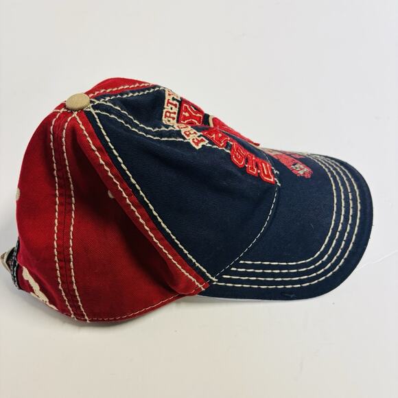 DISNEY. ADULT BLUE/RED/BIEGE DISTRESSED DISNEY STRAPBACK HAT - Very Clean. - Picture 5 of 15